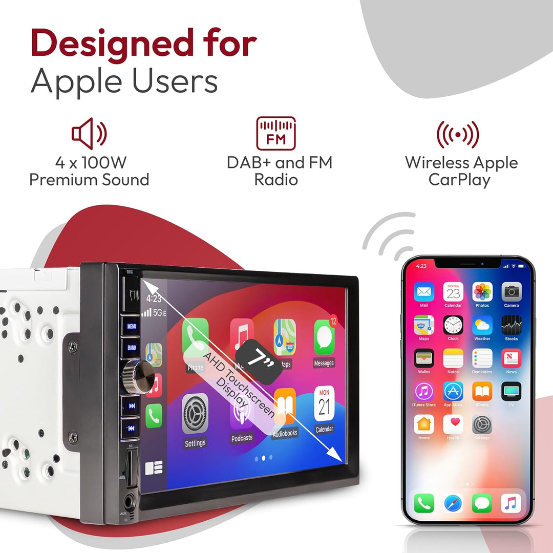 Caliber Autoradio Bluetooth Drahtlos Apple carplay, Autoradio mit Bildschirm 7 Zoll, Auto Radio Touc
