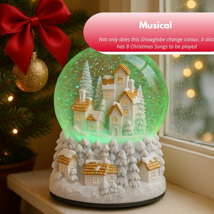 Marco Paul Winter Wonderland Weihnachts-Schneekugel – grosse, langlebige handbemalte 12 cm Musik-Sch