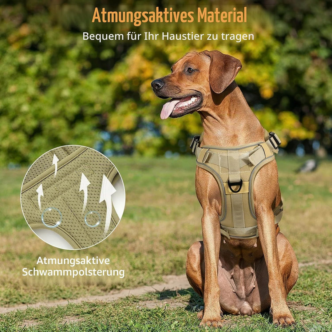 Taktisch Hundegeschirr, Einfach Kontrolle &amp; Anti Zug Hundegeschirr mit Molle Panel und Reflektierend