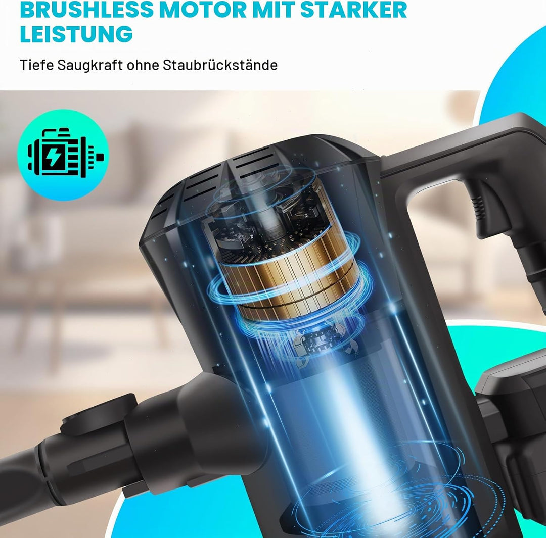 DayPlus 500W Akkustaubsauger mit 2 x 3.0Ah Batterie, 15000Pa Leistungsfähige Saug, 65Min Laufzeit, L
