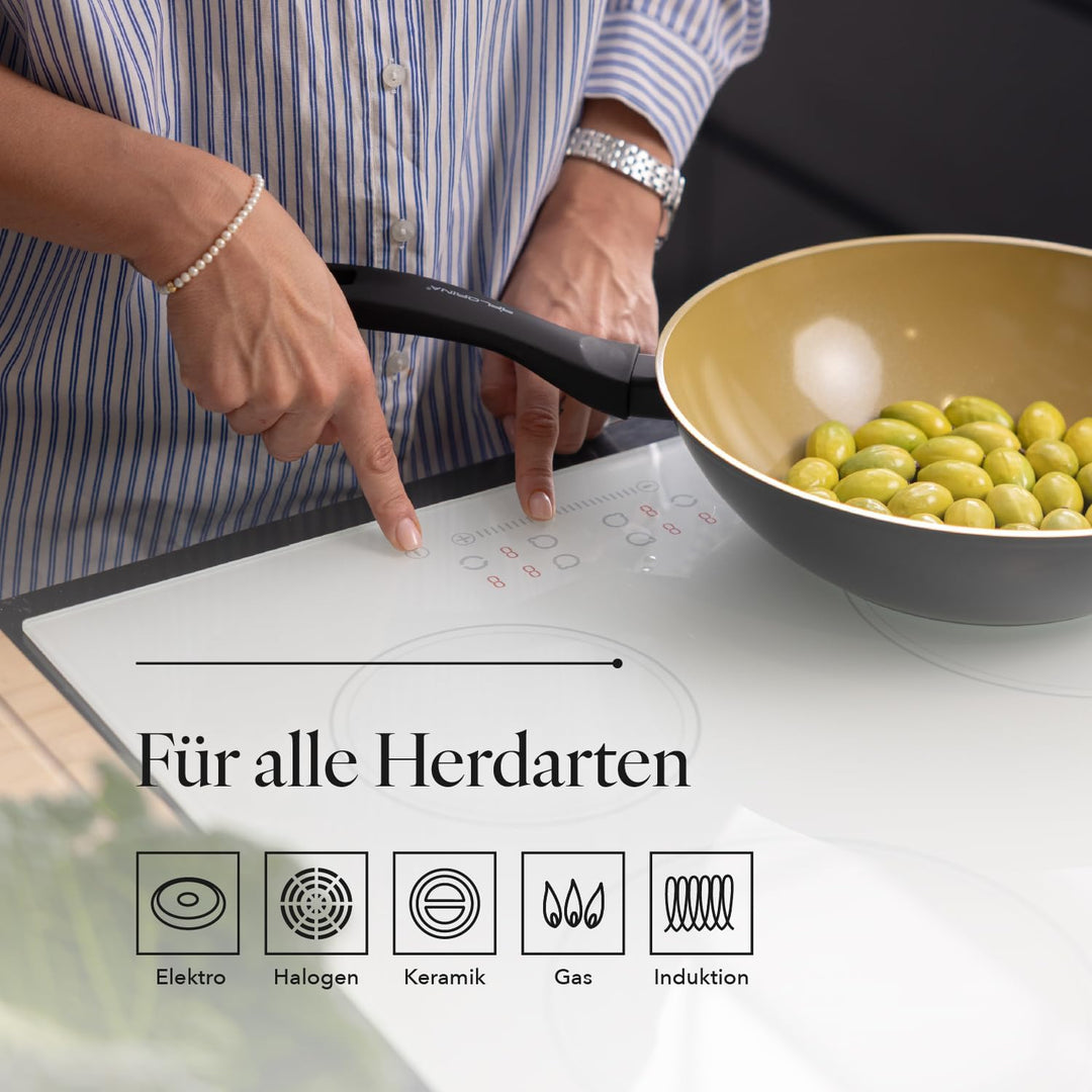 Florina AMVEGAN Aluminiumbratpfanne WOK 28 cm I Hohe Haltbarkeit I Olivenöl-Keramikbeschichtung I Ei