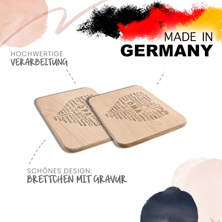 Spruchreif · 2er Set Frühstücksbrettchen Oma und Opa · Brotzeitbrett mit Gravur · Geschenkidee Gross