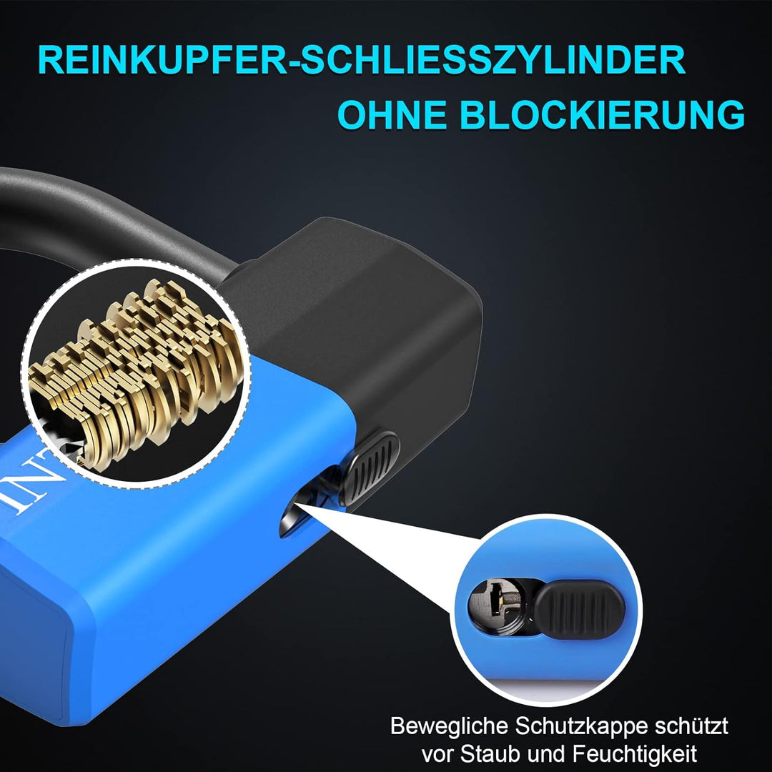 INTEKIN Motorradschloss 100cm lang, Hohe Sicherheit Motorrad/Fahrrad Kettenschloss 10mm dick, Fahrra