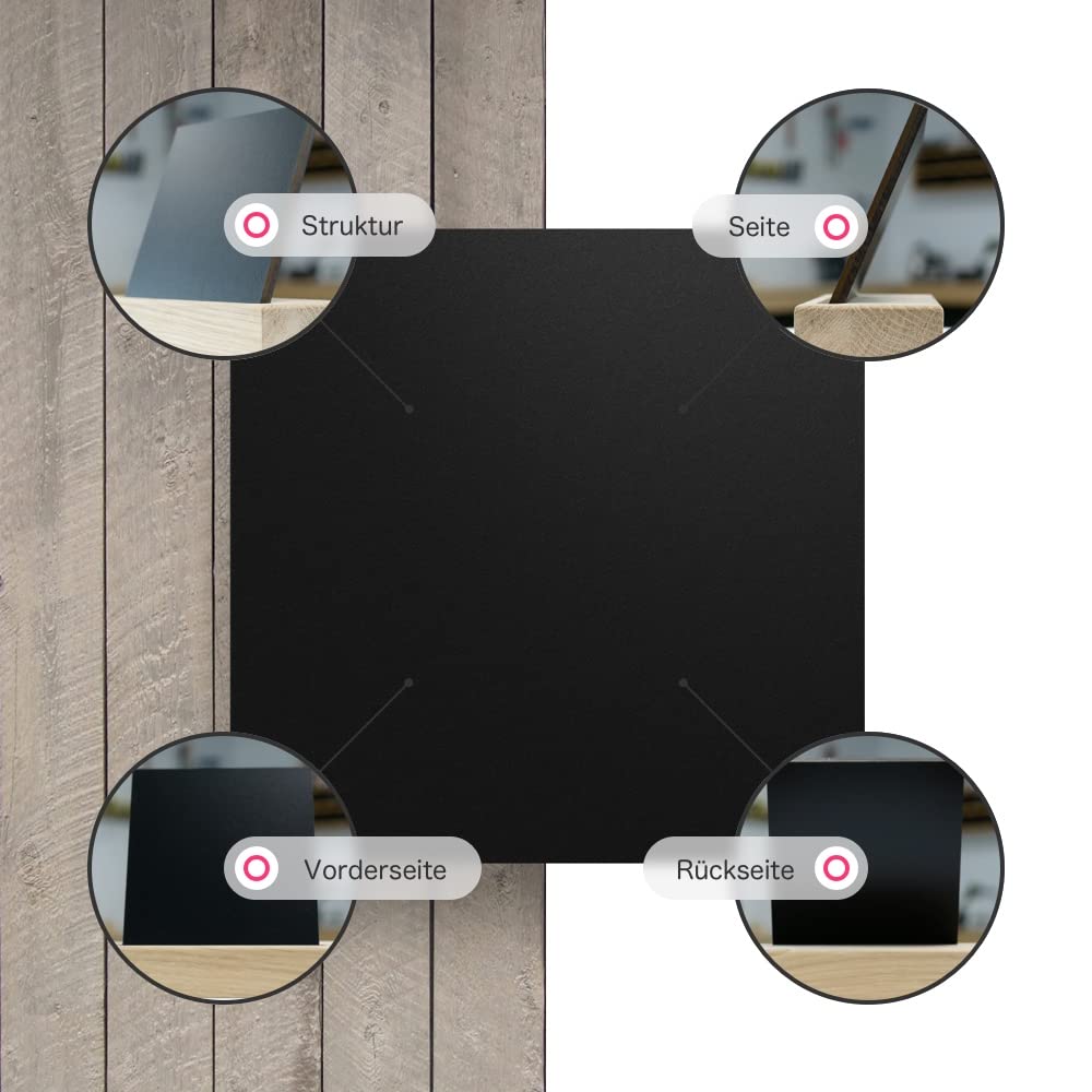 HPL Platte Schwarz 6 mm - Rechteck in Abmessungen von 10x10 cm bis 110x230 cm, extrem robust, kratzf