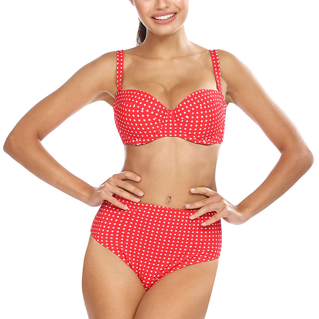 LORIN Bikini Set Dame Bademode Regulierbar Hoher Bund Gepunktet L2430/2 70C Orange, 70C Orange