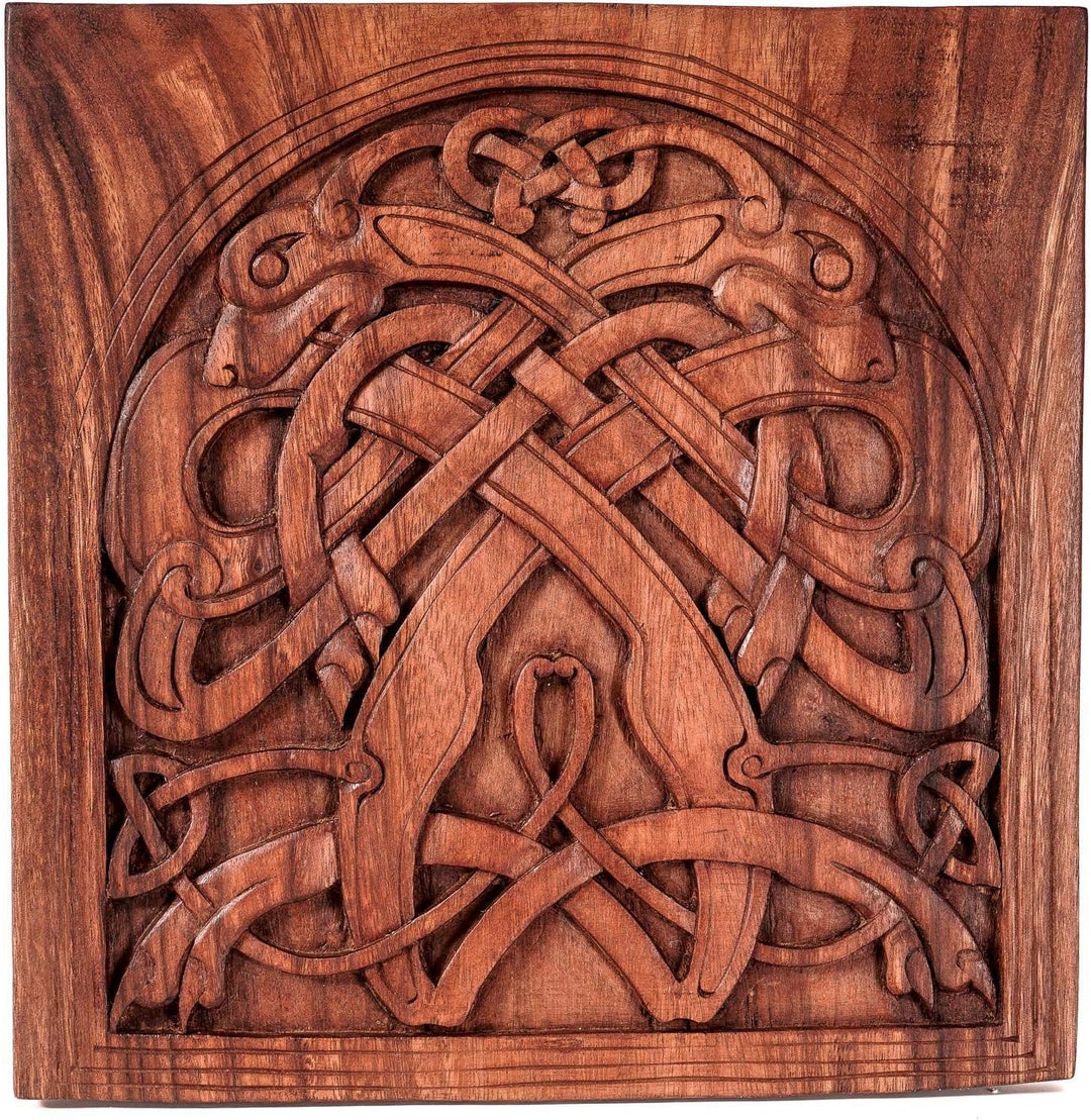 Windalf Grosses Vikings Holzbild CULLAIN VIKING WOOD ART 32 cm Wandrelief Handarbeit Holz