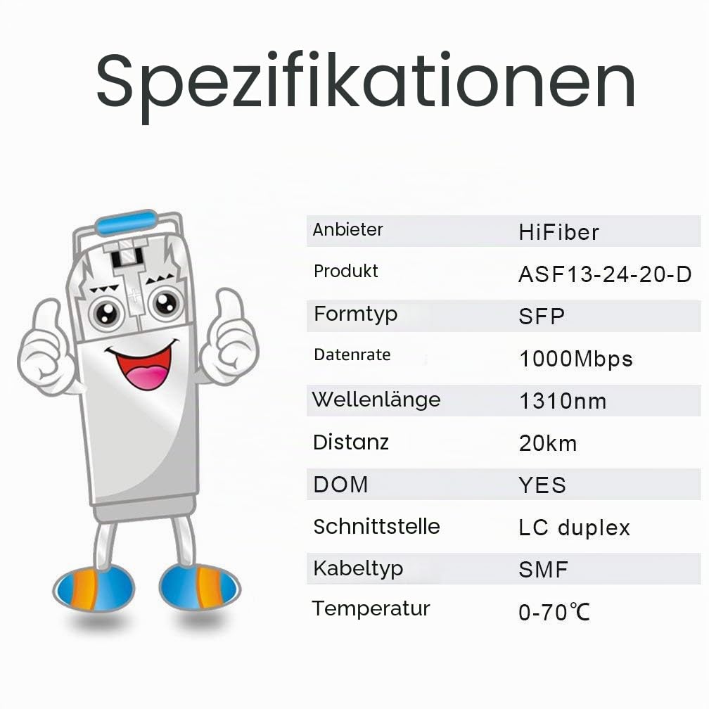 2 Stück, 1000BASE-LX SFP Transceiver, SFP zu LC, 1.25G Singlemode modul Kompatibel mit Cisco GLC-LH-