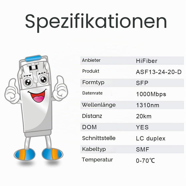 2 Stück, 1000BASE-LX SFP Transceiver, SFP zu LC, 1.25G Singlemode modul Kompatibel mit Cisco GLC-LH-