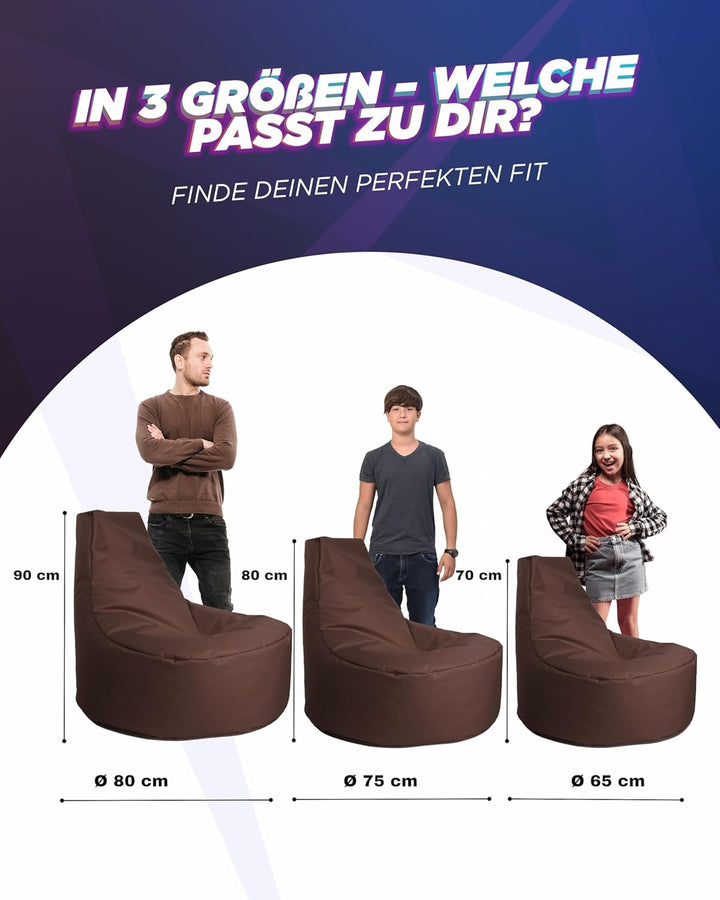 PATCH HOME Gamer Sessel mit Reissverschluss Lounge Kissen Sitzsack Sitzkissen Bean Bag In & Outdoor