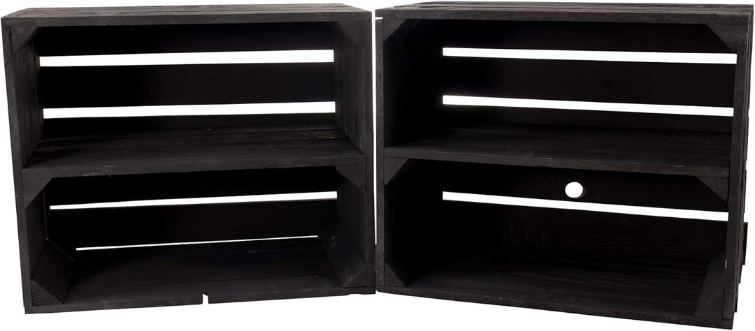 Holzkiste für Schuh- und Bücherregal in schwarz 50x40x30cm
