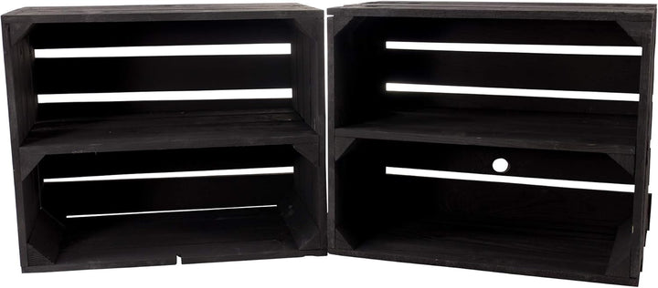 Holzkiste für Schuh- und Bücherregal in schwarz 50x40x30cm
