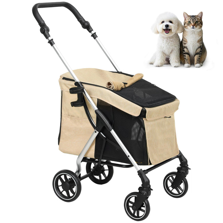 PawHut Hundewagen leicht Hundebuggy aus Aluminium klappbar für Hunde &amp; Katzen Katzenbuggy mit Kissen