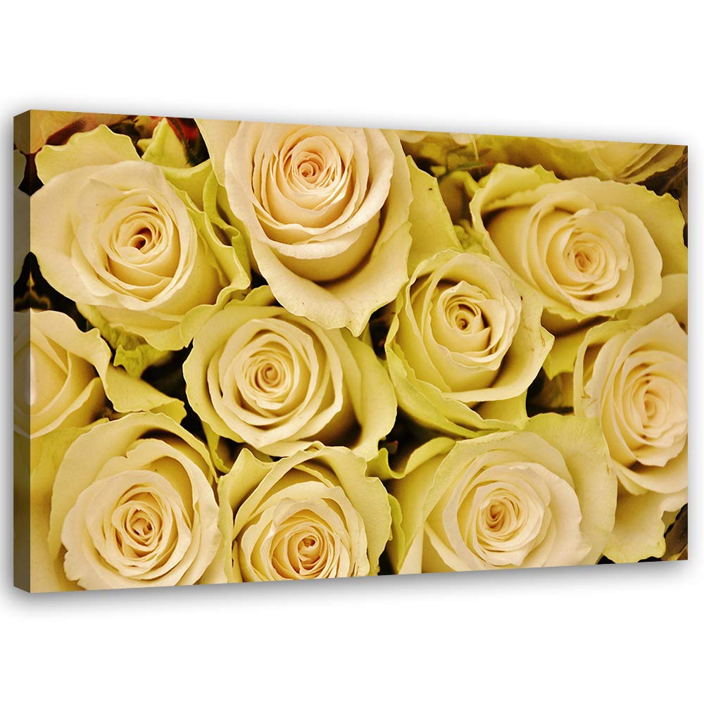 Feeby Leinwandbild Rose Bild Kunstdruck Blume Gelb 70x50 cm M14551 70x50 cm, M14551 70x50 cm