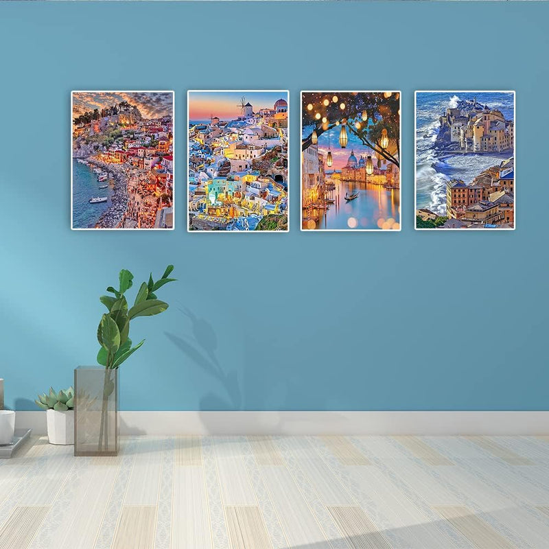 DCIDBEI 4 Pack Diamond Painting Landschaft 40x50 cm Diamond Painting Italien 5D Diamant Painting Bil