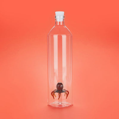 balvi - Atlantis Octopus Wasserflasche aus Glas. Enthält eine Oktopus-Figur. Mit Silikonverschluss.