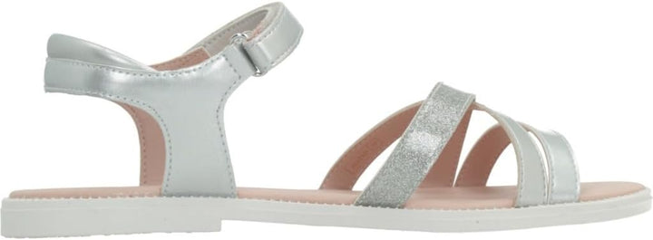 Geox Mädchen J Karly Girl Sandal 24 EU Silber, 24 EU Silber