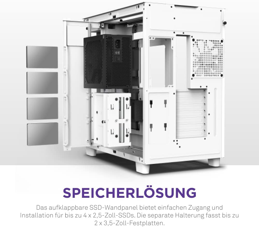 NZXT H9 Elite Dual-Chamber ATX Mid-Tower PC Gaming-Gehäuse – CM-H91EW-01 - Enthält 3 x 120mm F120 RG