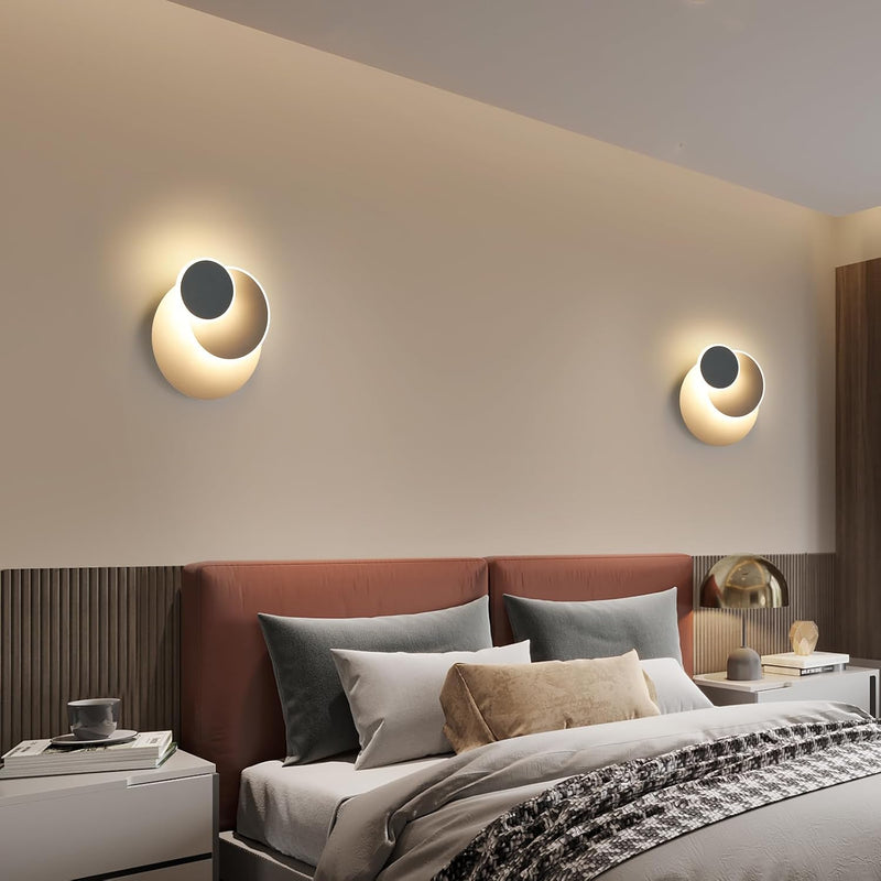 LED Wandleuchte 15W Wandlampe 350° drehbar Wandspot aus Aluminum, Kreative Eclipse 3 in 1 Schutz inn