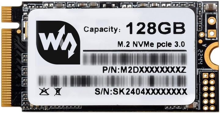 Waveshare SK M2 NVME 2242 128GB Solid State Drive, 3D TLC Flash Memory, High-Speed Reading/Writing C