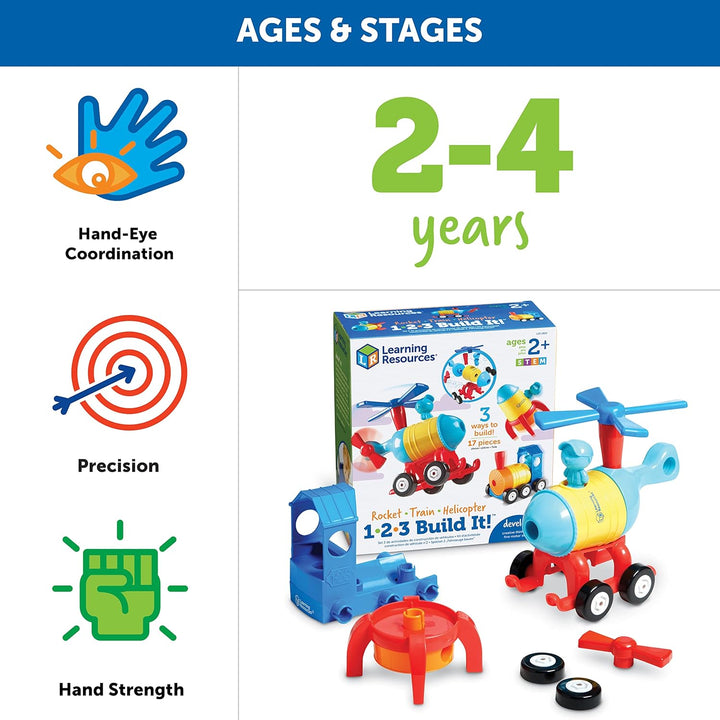 Learning Resources 1-2-3 Mach was draus! – Rakete, Zug, Hubschrauber, Rakete