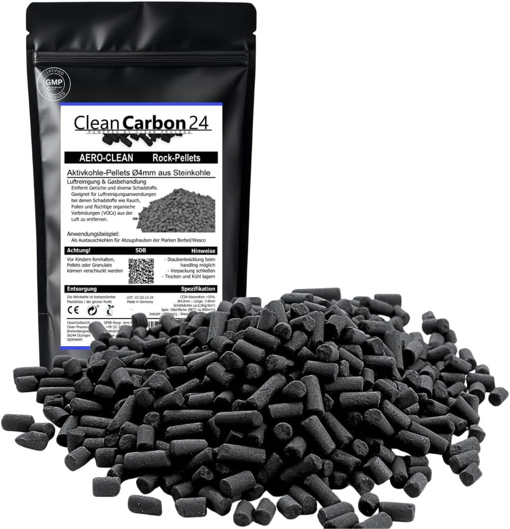 5 Liter Aktivkohle Pellets Ø4mm, aus Steinkohle zur Luftreinigung (AERO-CLEAN Rock-Pellets) [Energie