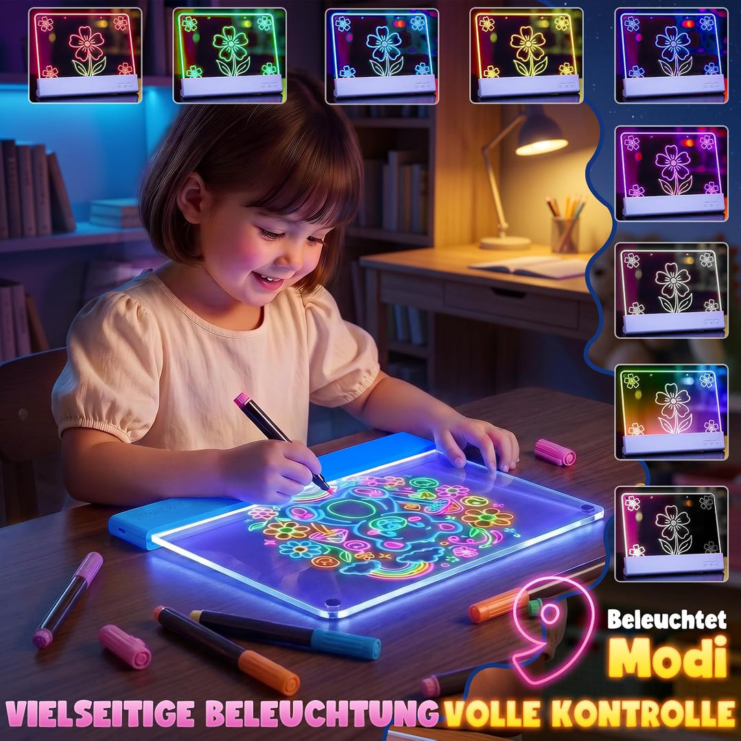 LED Zeichenbrett Kinder, Maltafel für Kinder mit Doppeltafel (Blau), Blau