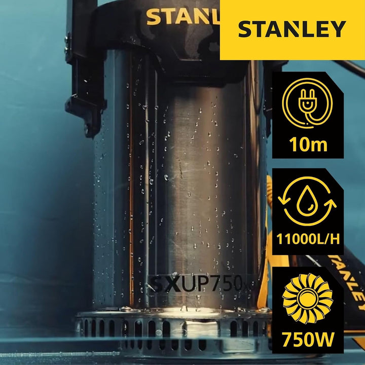 Stanley Tauchpumpe SXUP750XCE für Klarwasser (750 W,max. Förderleistung 11.000 l/h, max. Förderhöhe