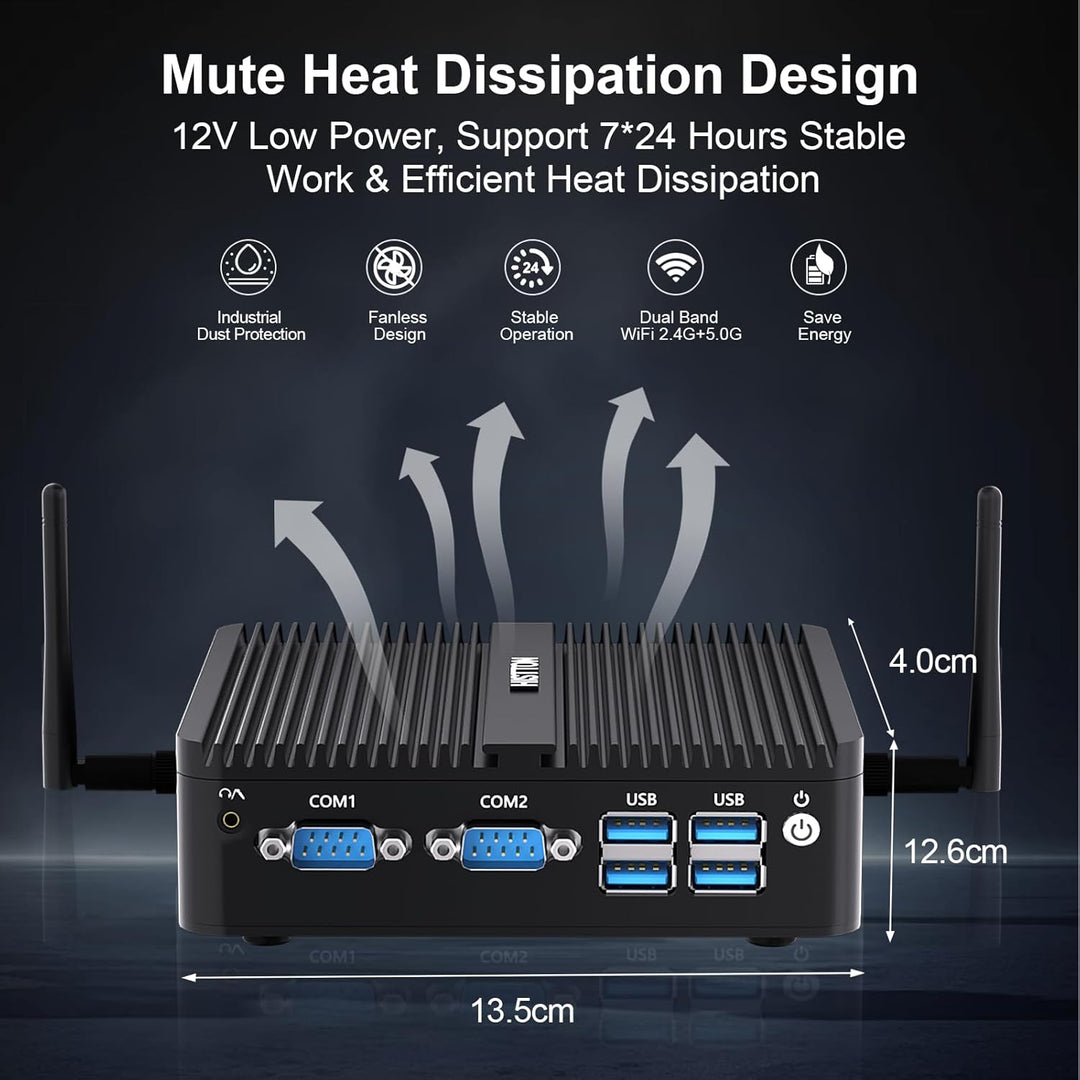 HISTTON Lüfterloser Mini PC Industrie PC Windows 10 Pro Mini Computer,Quad Core Celeron J4125,DDR4 1