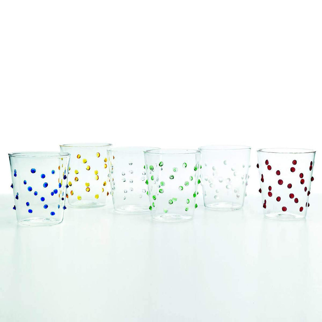 Zafferano Party Set 6 trasparentes Wassergläser mit Tupfen 6