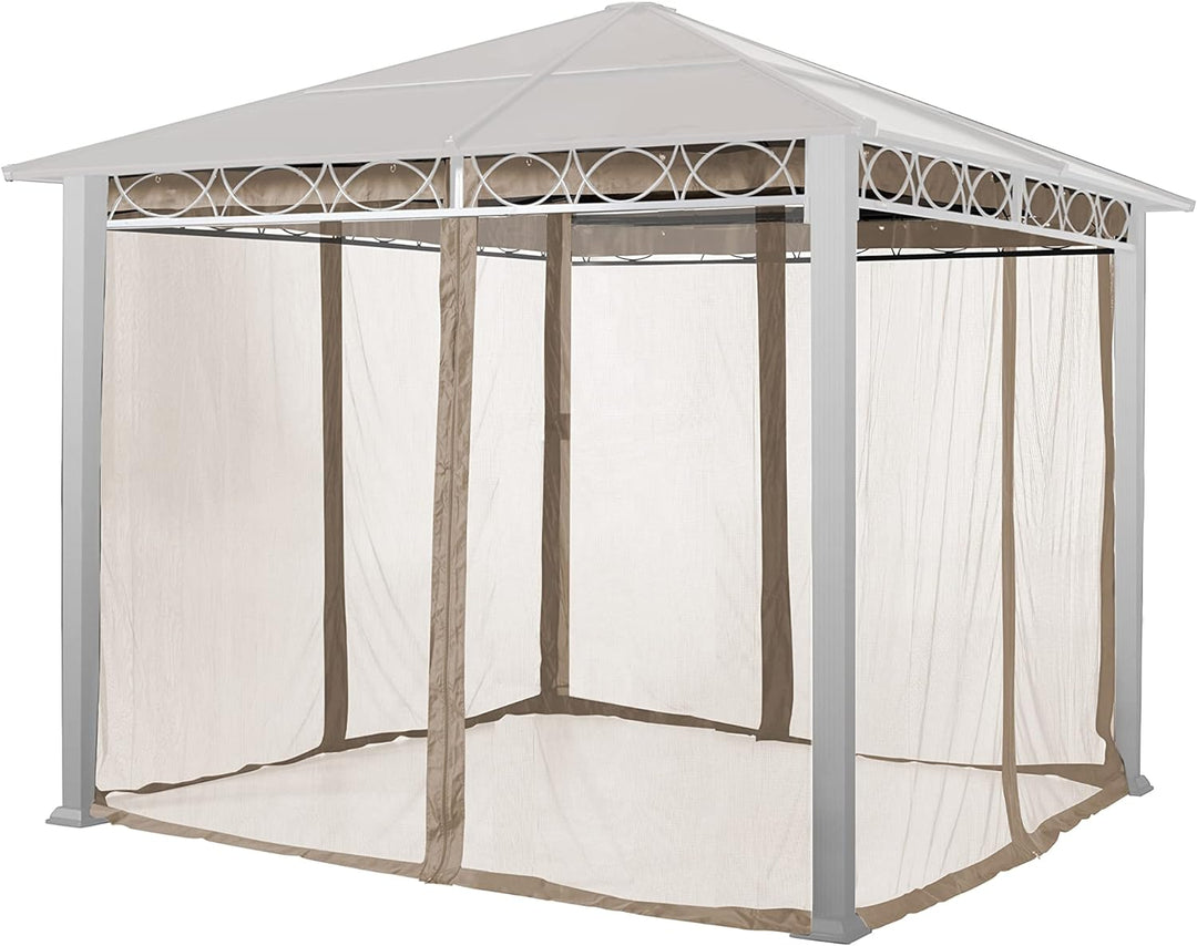 Moskitonetz für Gartenpavillon Rendezvous Deluxe 3x3 m - Polyester - Insektengitter inkl. Haken, mit