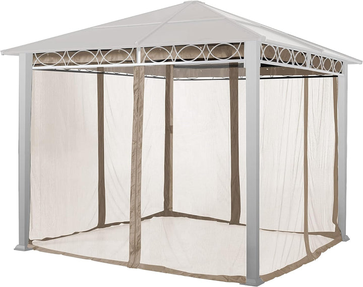 Moskitonetz für Gartenpavillon Rendezvous Deluxe 3x3 m - Polyester - Insektengitter inkl. Haken, mit