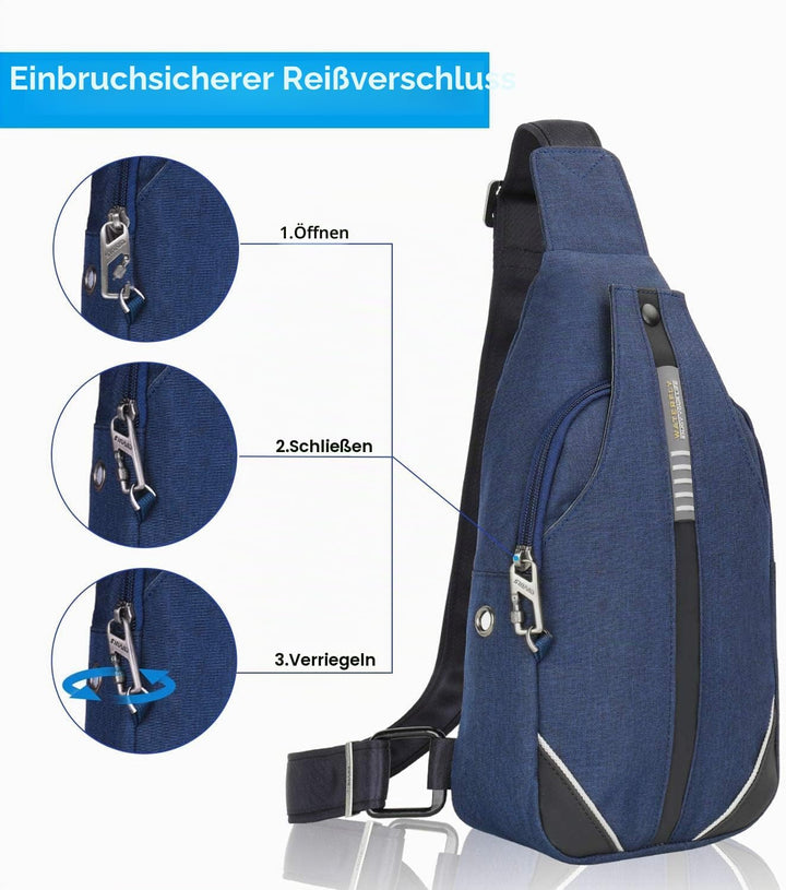 WATERFLY Anti-Diebstahl Sling Bag für Damen und Herren Brusttasche Hippie Crossbody Bag Multipurpose