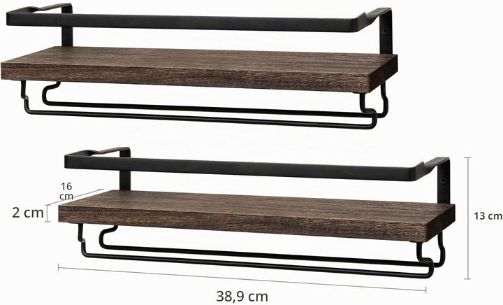 Mkono Wandmontierte Weinregale 2er Set Holz Rustikale Weinflasche Glas Schwimmregale mit Stemware Au
