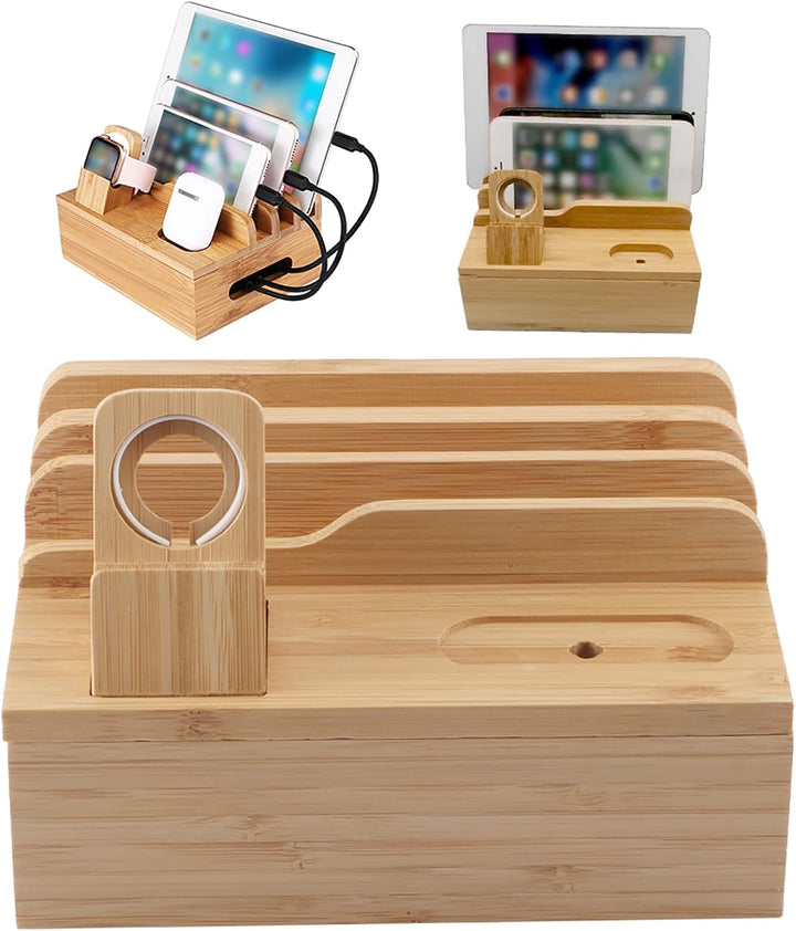 USB Ladestation Mehrere Geräte, Handyladestationen aus Holz, Handy Organizer Ladestation, Ablage für