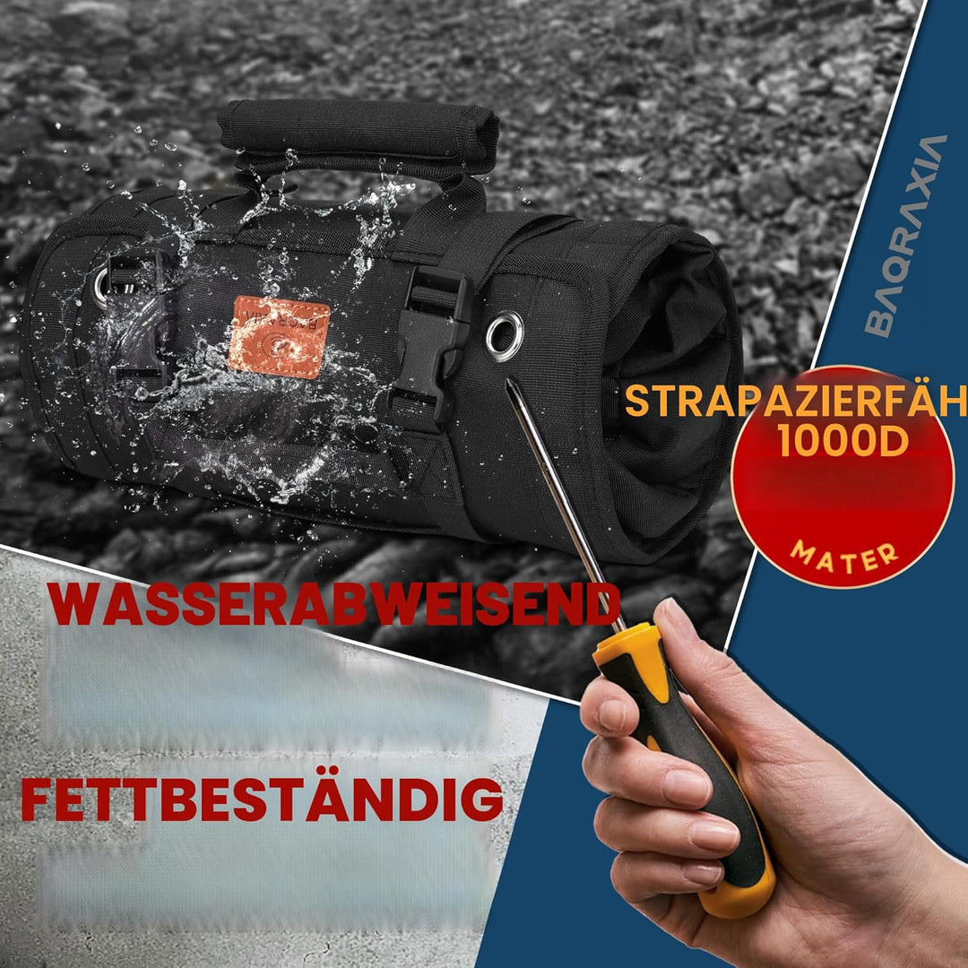 BAQRAXIA Werkzeugtasche, aufrollbare kleine Werkzeugbox, robuster Werkzeug-Organizer mit 2 abnehmbar