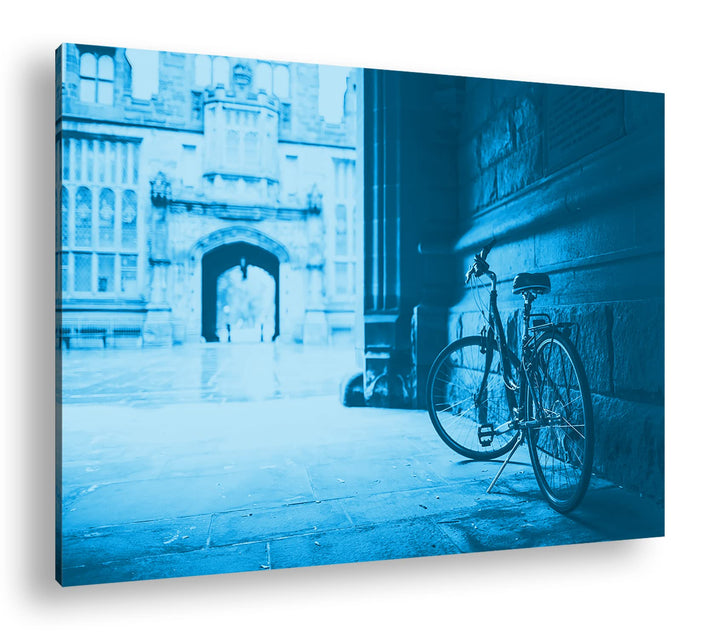 deyoli Fahrrad in einem alten Stadtviertel Format 80x60 Effekt: Monocrome Blau als Leinwandbild, Mot