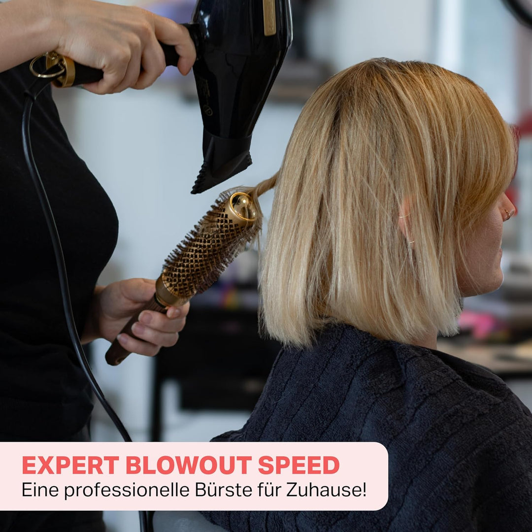 Olivia Garden Expert Blowout Speed – Gold & Braun - 35 - Keramik-Rundbürste mit extra langem Barrel