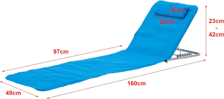 [en.casa] Strandmatte Cellorigo 2er Set Strandliege klappbar Blau Sonnenmatte mit 5-Fach Verstellbar