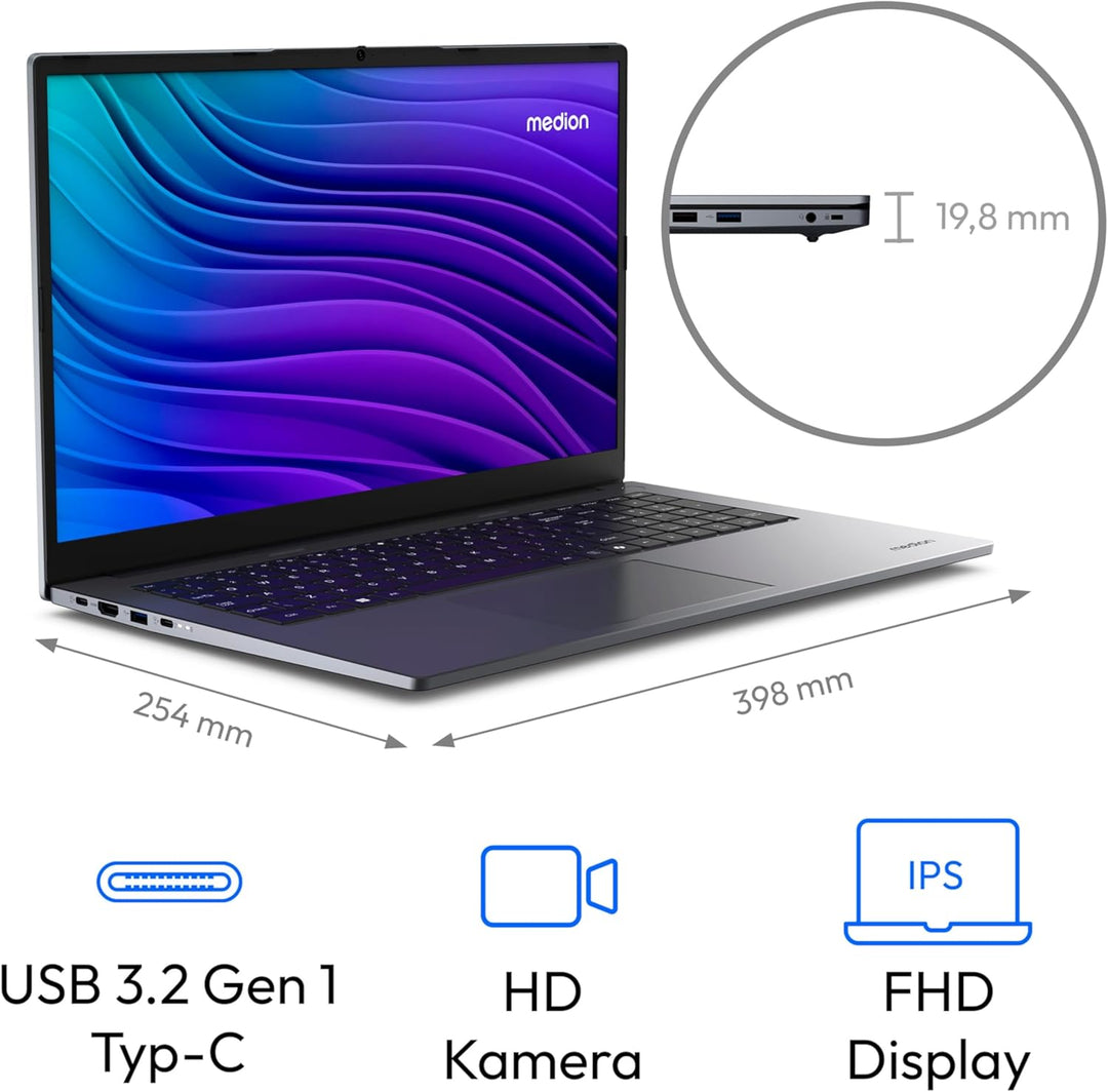 MEDION 43,9 cm (17,3 Zoll Full HD) E17433 Laptop (Intel Core i7-13620H, 16GB DDR4 RAM, 1TB SSD, HD W