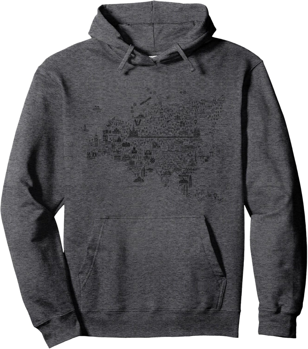 Welt Europa Landkarte Länder Sehenswürdigkeiten Bildung Pullover Hoodie