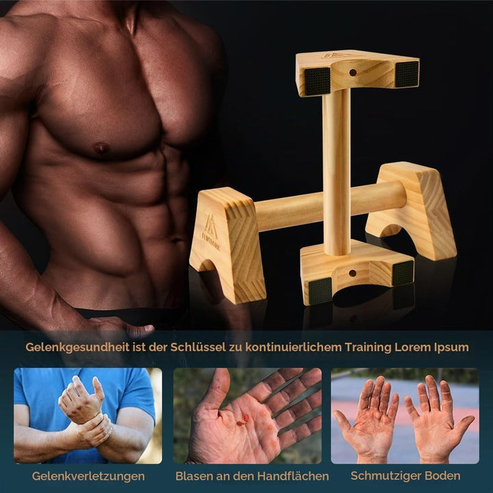 flintronic Liegestützgriffe Holz, 1 Paar Rutschfeste Push Up Bars, Holz Parallettes, Ergonomische Ha