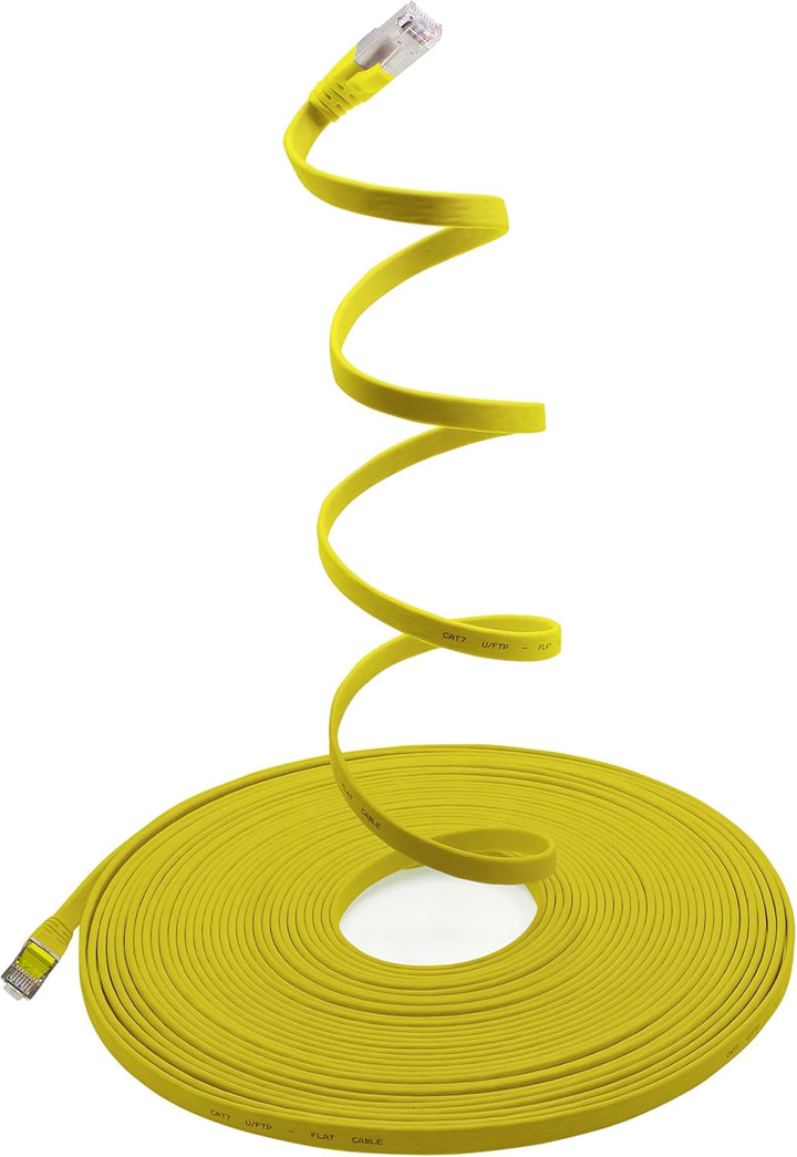 10m - gelb - 10 Stück Cat7 Flachkabel Netzwerkkabel Cat 7 Rohkabel Gigabit Lan (10Gbit/s) Flachbandk