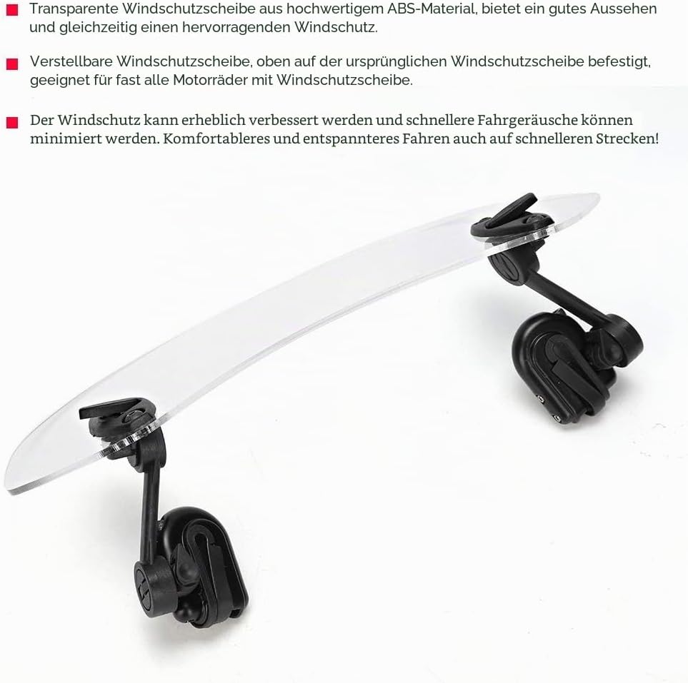 DEWIN Windabweiser Motorrad, Universal Windschutzscheibe Motorrad Windschild Spoiler Universal Motor