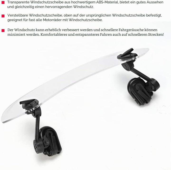 DEWIN Windabweiser Motorrad, Universal Windschutzscheibe Motorrad Windschild Spoiler Universal Motor