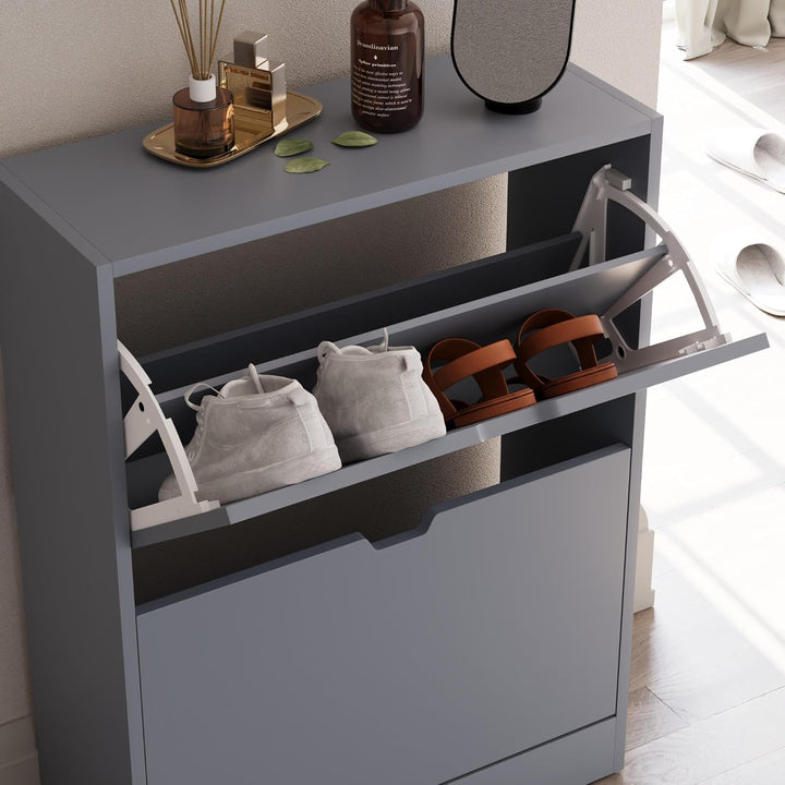 Vida Designs Schuhschrank, Grau, 80H x 60W x 24D, Grau