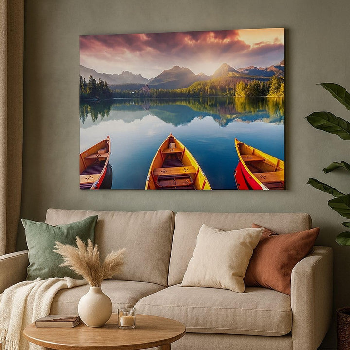 ARTTOR Bilder auf Leinwand 100x70cm Leinwandbild mit Rahmen See Natur Gross Wanddeko Bild Schlafzimm