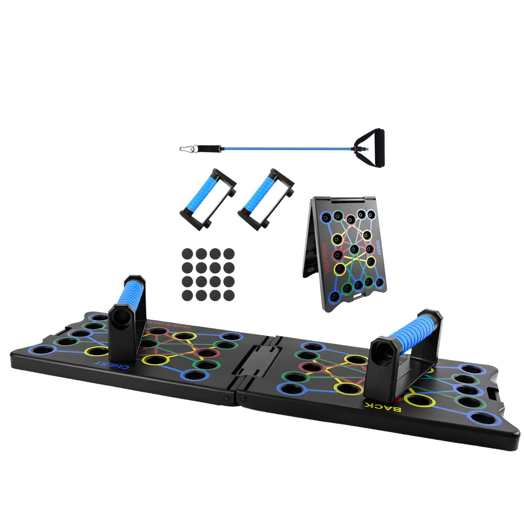 Multifunktions Liegestützgriffe 24 In 1, Liegestütze Brett Push Up Board mit Handgriff, 2 Elastische