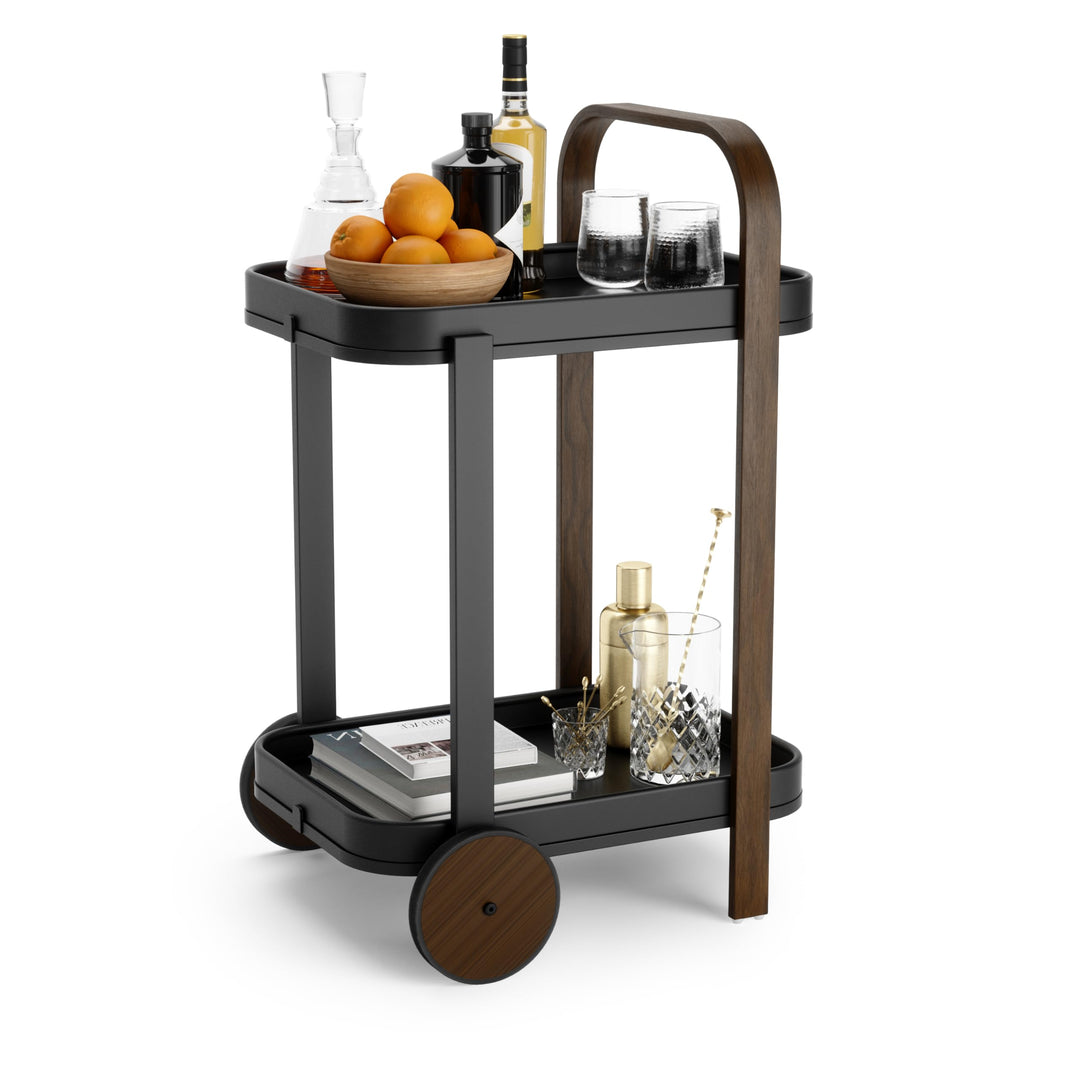 Umbra Bellwood Barwagen, Servierwagen und Beistelltisch mit 2 Etagen und herausnehmbaren Metall Tabl