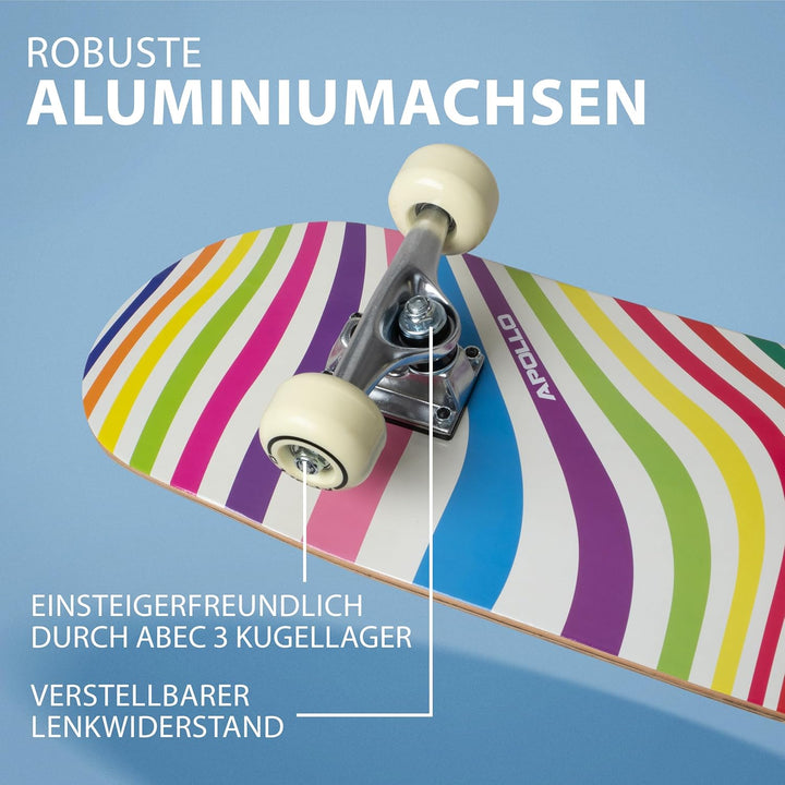Apollo Kinder Skateboard, kleines Komplett Board mit ABEC 3 Kugellagern und Aluminium Achsen,Coole D