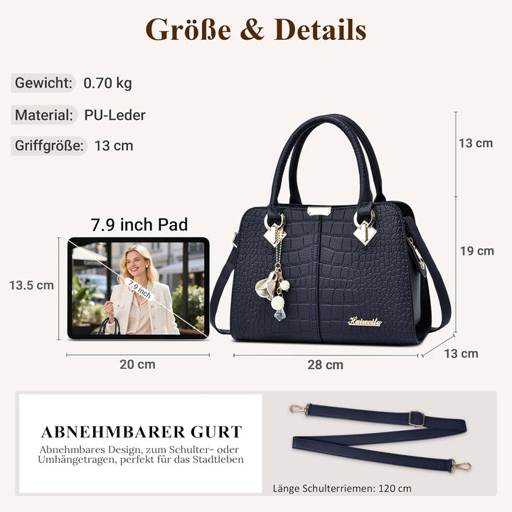 DIRRONA Damen Handtasche Umhängetasche Gross Kapazität Beiläufig Frauen Schultertasche PU Leder Eink